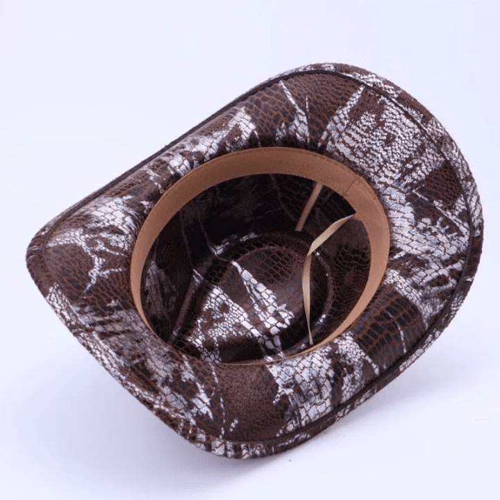 Sombrero de vaquero con estampado de cocodrilo y cinturón negro turquesa para hombre - image 4