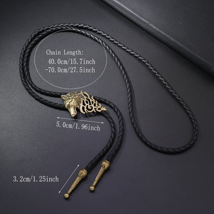 Corbata bolo retro con patrón de cabeza de lobo - image 2