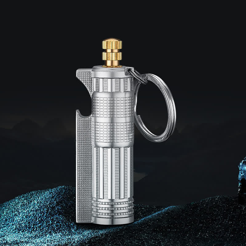 Abridor de botellas multifuncional, encendedor de aceite recargable con cerillas - Plata - image 13