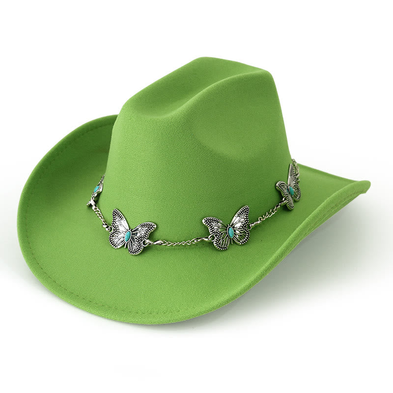 Sombrero de vaquero con cadena de mariposa para hombre - Verde - M (22"-22 7/8") - image 16