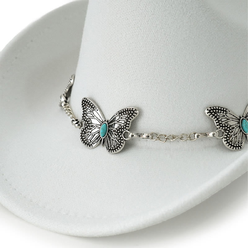 Sombrero de vaquero con cadena de mariposa para hombre - image 1