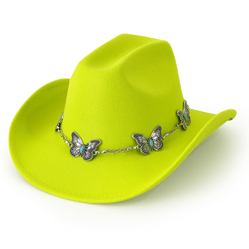 Sombrero de vaquero con cadena de mariposa para hombre - Amarillo - M (22"-22 7/8") - image 15