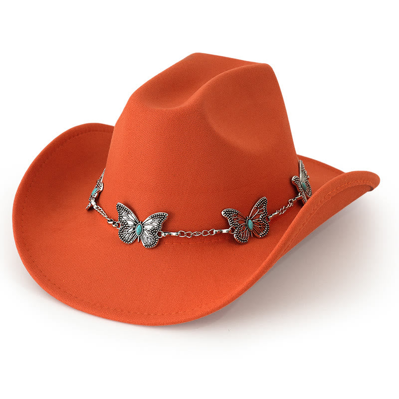 Sombrero de vaquero con cadena de mariposa para hombre - Naranja - M (22"-22 7/8") - image 8