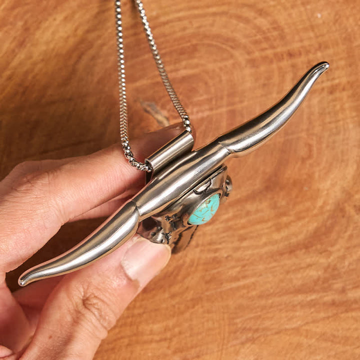 Conjunto de colgante de toro turquesa con hebilla de cuchillo oculta y letra inicial DIY - image 4