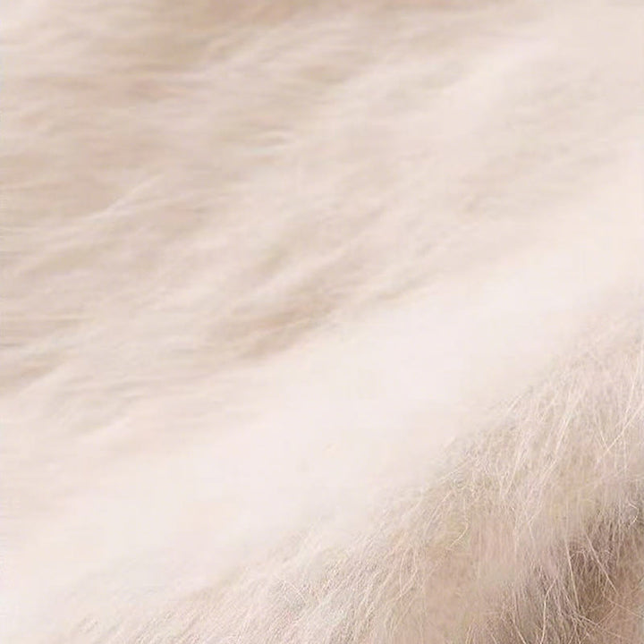 Guantes de piel de conejo artificial con patchwork de gamuza para mujer - image 2