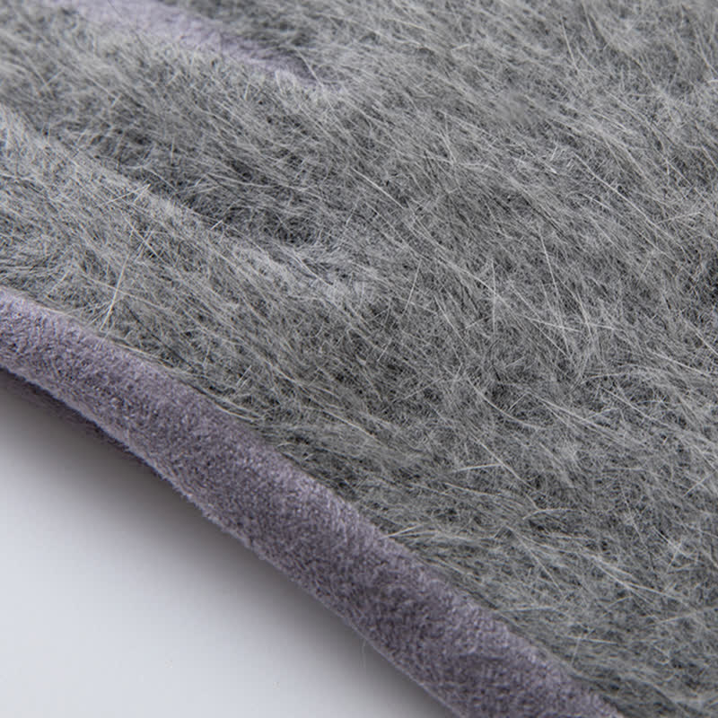 Guantes de piel de conejo artificial con patchwork de gamuza para mujer - image 5