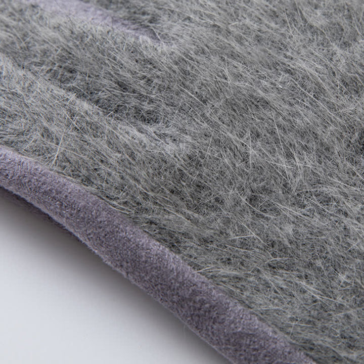 Guantes de piel de conejo artificial con patchwork de gamuza para mujer - image 5