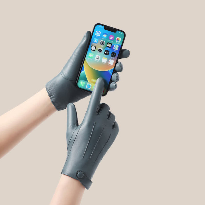 Guantes de piel de oveja auténtica con tacto sofisticado para mujer - image 5