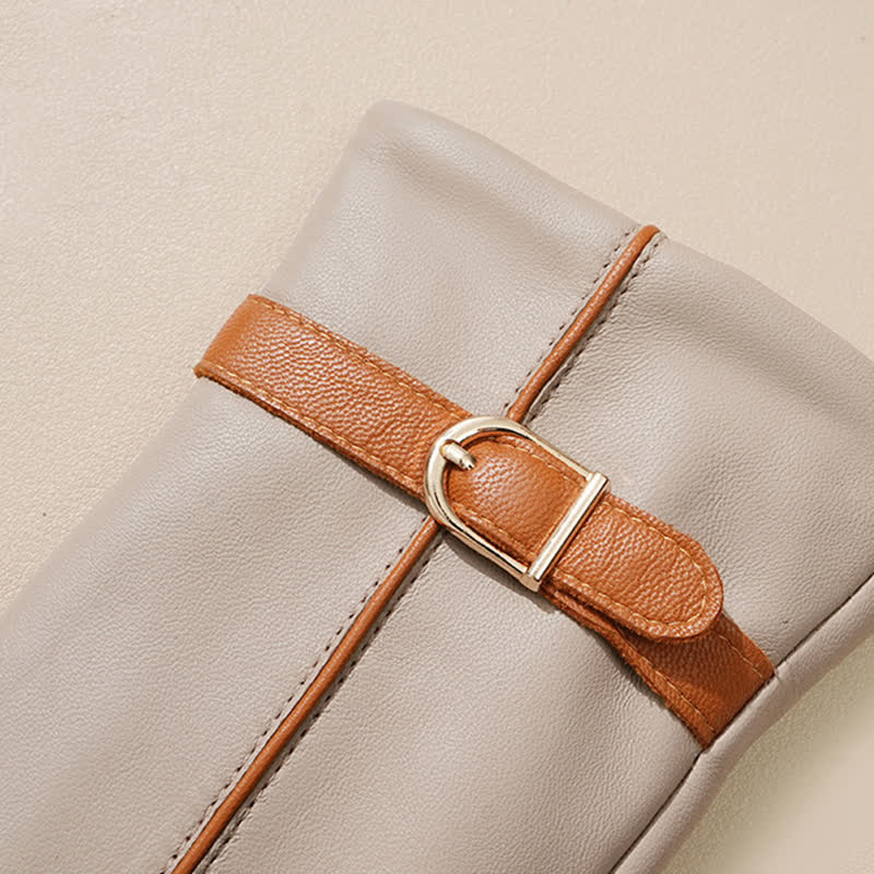 Guantes de piel de oveja auténtica con colores contrastantes para mujer - image 4