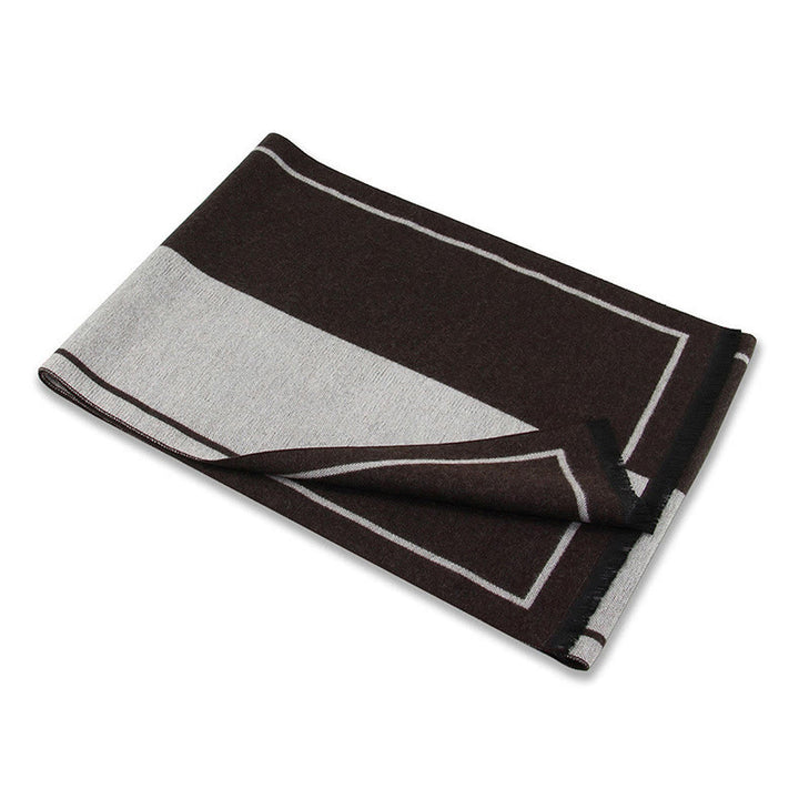 Bufanda clásica de rayas con borlas cálidas para hombre - image 4