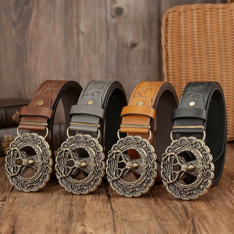 Cinturón con hebilla de cabeza de ciervo en relieve para hombre - image 1