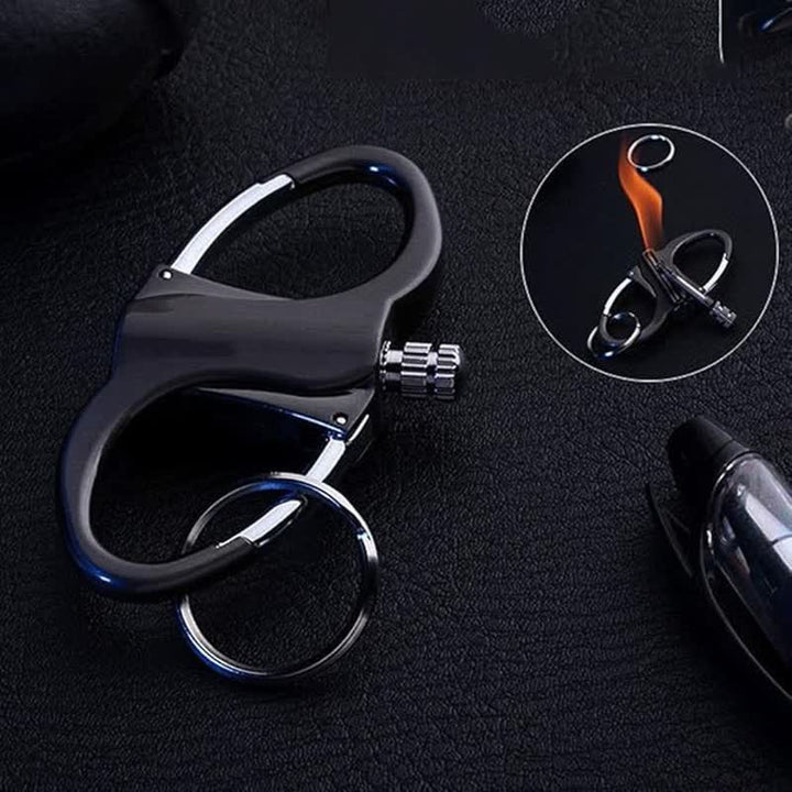 Encendedor de queroseno reutilizable con cerilla y llavero de doble anilla - Negro - image 0