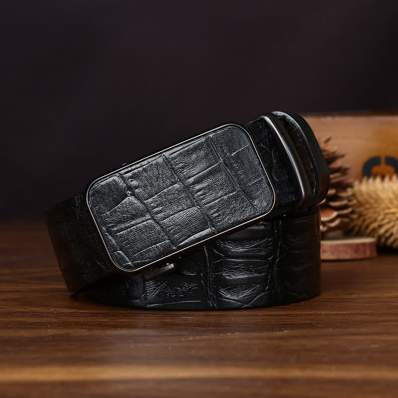 Cinturón de piel con hebilla automática y estampado de cocodrilo llamativo - image 10