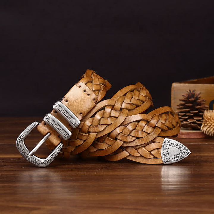 Cinturón informal de cuero trenzado a mano con encanto rústico - image 4