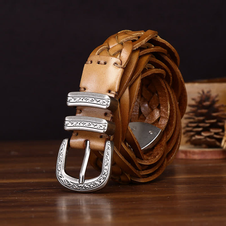 Cinturón informal de cuero trenzado a mano con encanto rústico - image 3