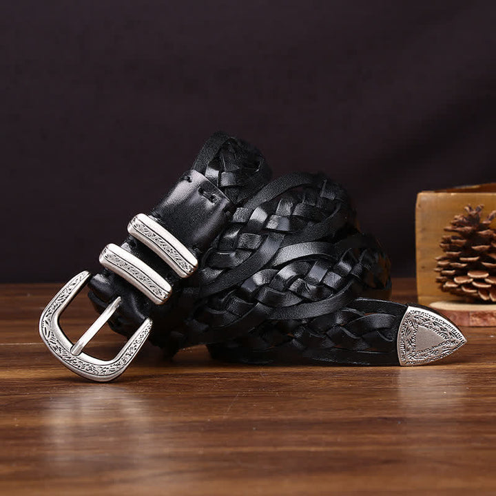 Cinturón informal de cuero trenzado a mano con encanto rústico - image 7