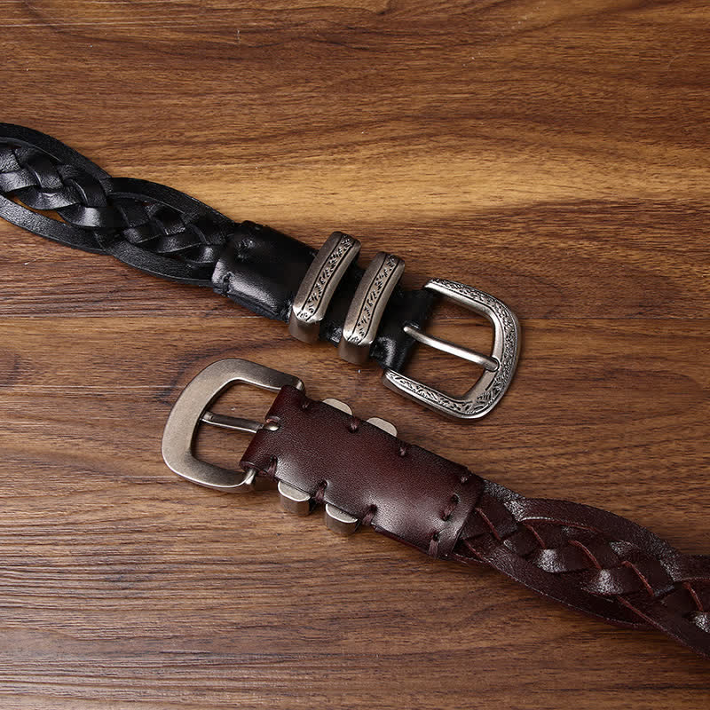 Cinturón informal de cuero trenzado a mano con encanto rústico - image 2