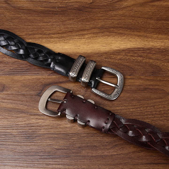 Cinturón informal de cuero trenzado a mano con encanto rústico - image 2