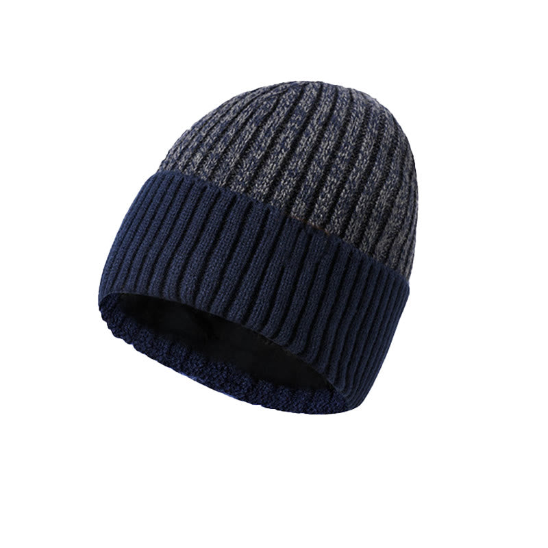 Gorro de punto con forro polar cálido de invierno para hombre - Azul marino - Ajustable (aproximadamente 21 5/8"-23 1/4") - image 5