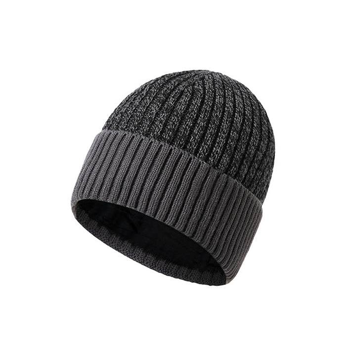 Gorro de punto con forro polar cálido de invierno para hombre - Gris oscuro - Ajustable (aproximadamente 21 5/8"-23 1/4") - image 4