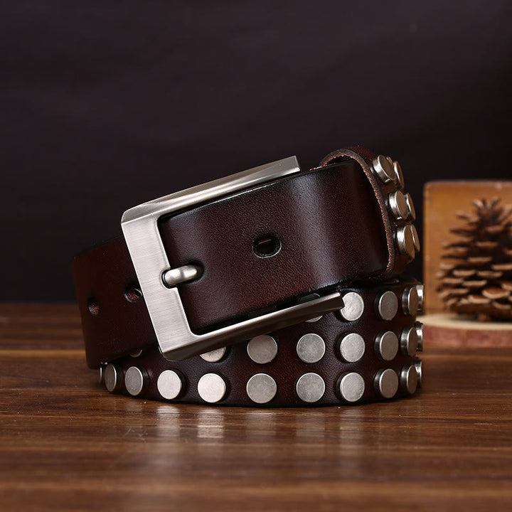 Cinturón de cuero con hebilla adornada con remaches de alta calidad y estilo llamativo - image 5