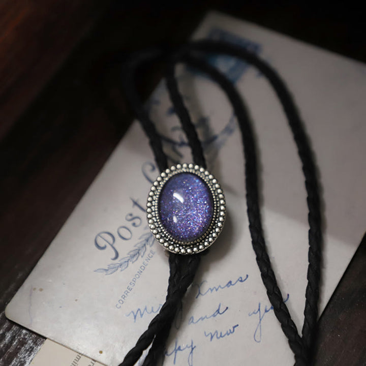 Corbatas de bolo de metal retro con gemas moradas brillantes - image 7