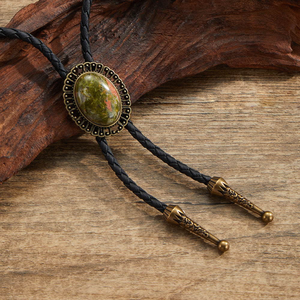 Corbatas de bolo con marco de metal retro y piedras preciosas naturales surtidas - Estilo #3 - image 3