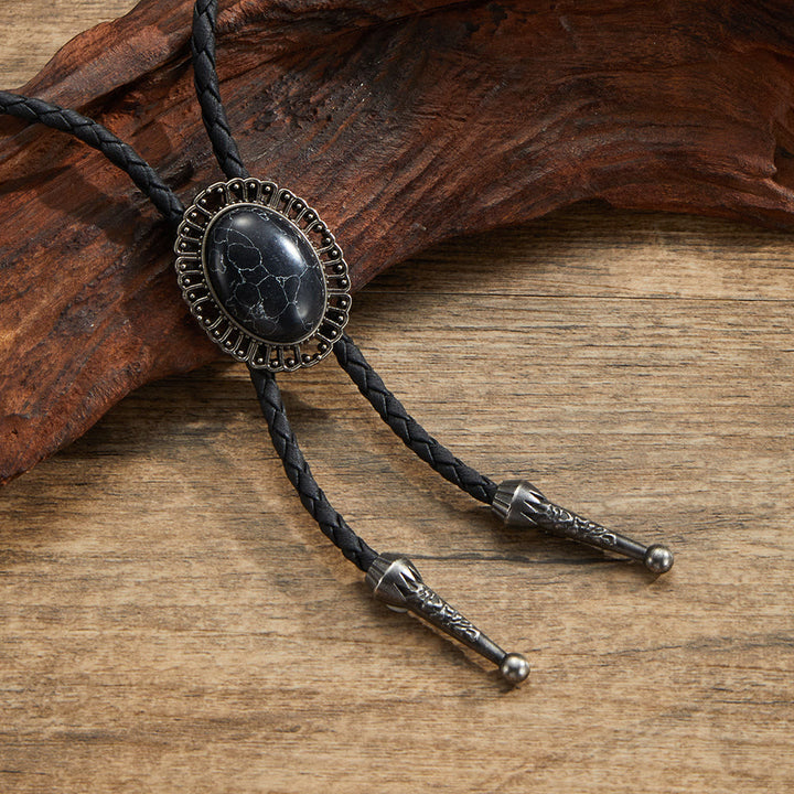 Corbatas de bolo con marco de metal retro y piedras preciosas naturales surtidas - Estilo #5 - image 5