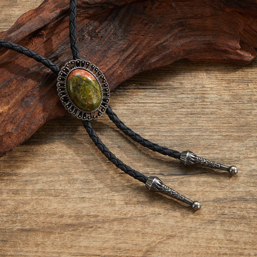 Corbatas de bolo con marco de metal retro y piedras preciosas naturales surtidas - Estilo #7 - image 7