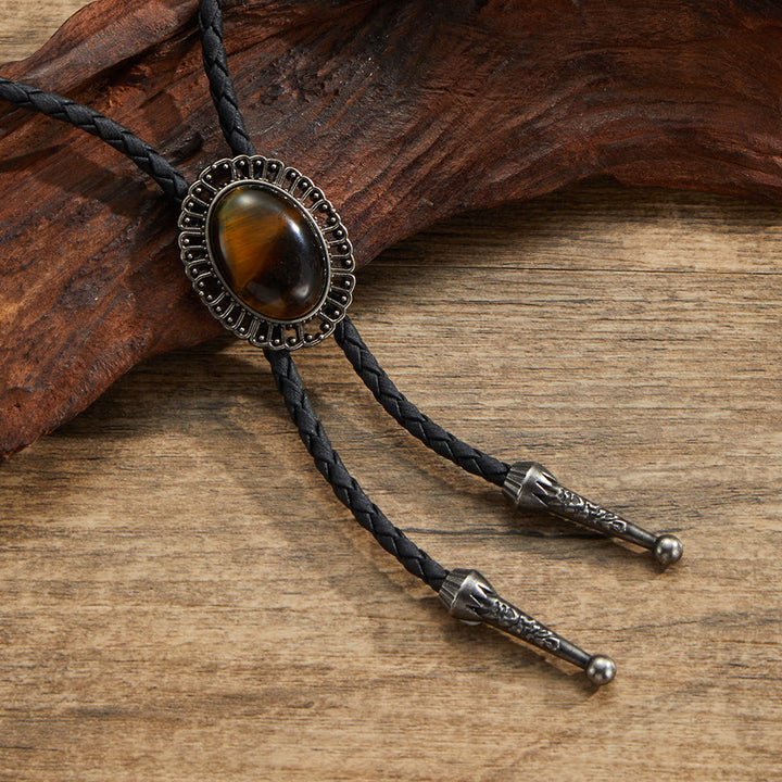 Corbatas de bolo con marco de metal retro y piedras preciosas naturales surtidas - Estilo #8 - image 8