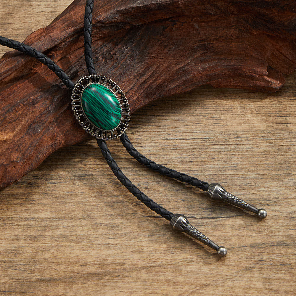 Corbatas de bolo con marco de metal retro y piedras preciosas naturales surtidas - Estilo #6 - image 6