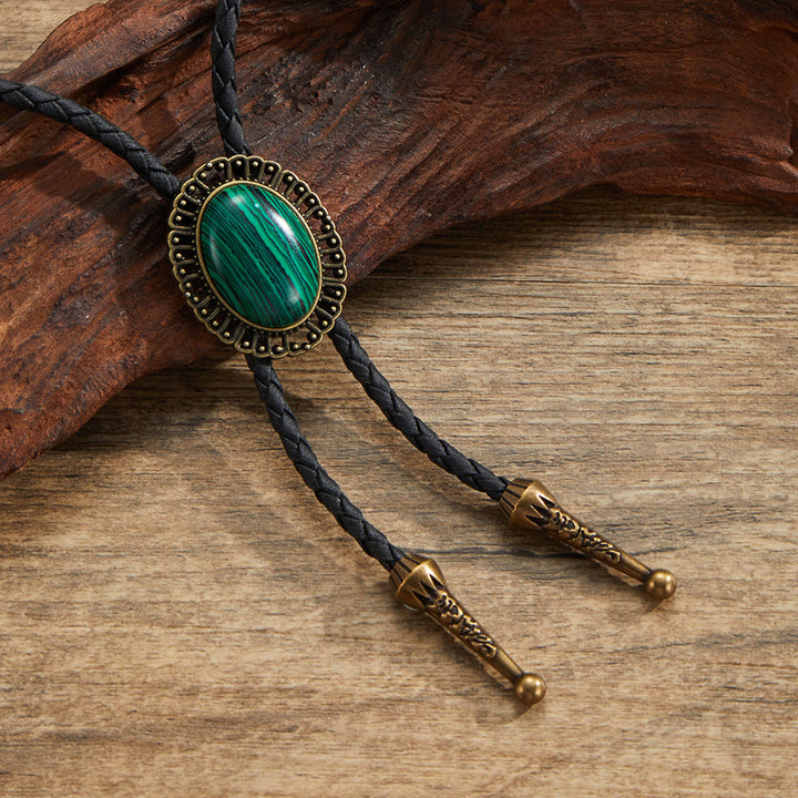 Corbatas de bolo con marco de metal retro y piedras preciosas naturales surtidas - Estilo #2 - image 2