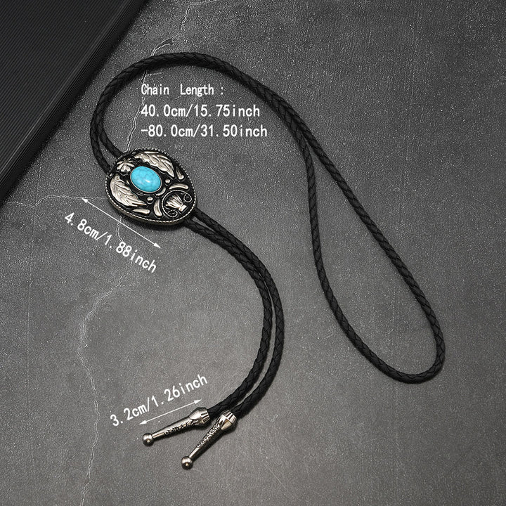 Corbatas bolo ovaladas de metal tallado en turquesa, blanco y negro - image 4