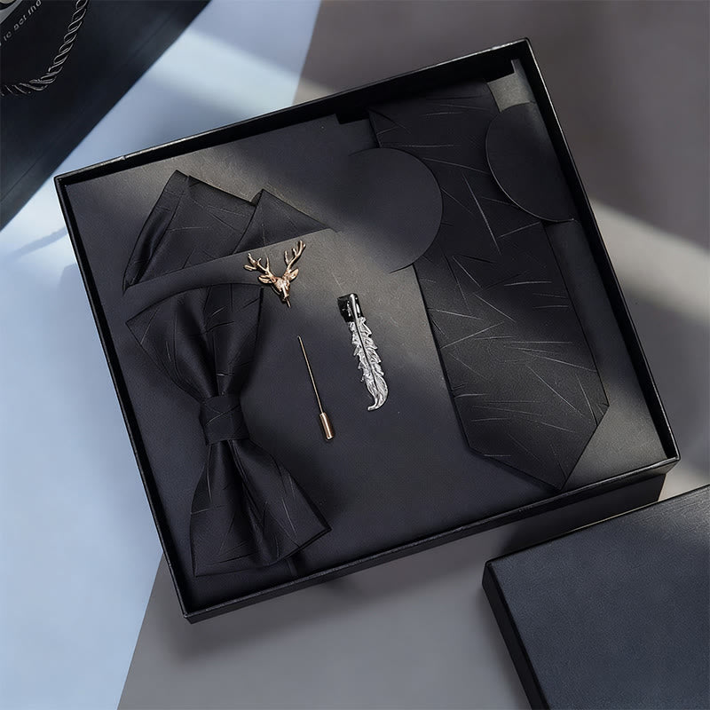 Juego de 5 corbatas y broches de bolsillo para hombre - Estilo #1 - image 0