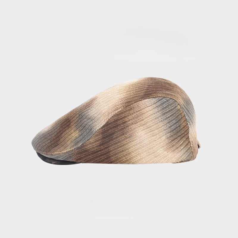 Boina de invierno retro de pana con efecto tie-dye para hombre - image 2