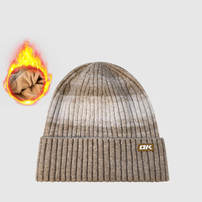 Gorro de punto a rayas con forro polar de invierno para hombre - Caqui - Ajustable (21 1/4"-22 7/8") - image 5