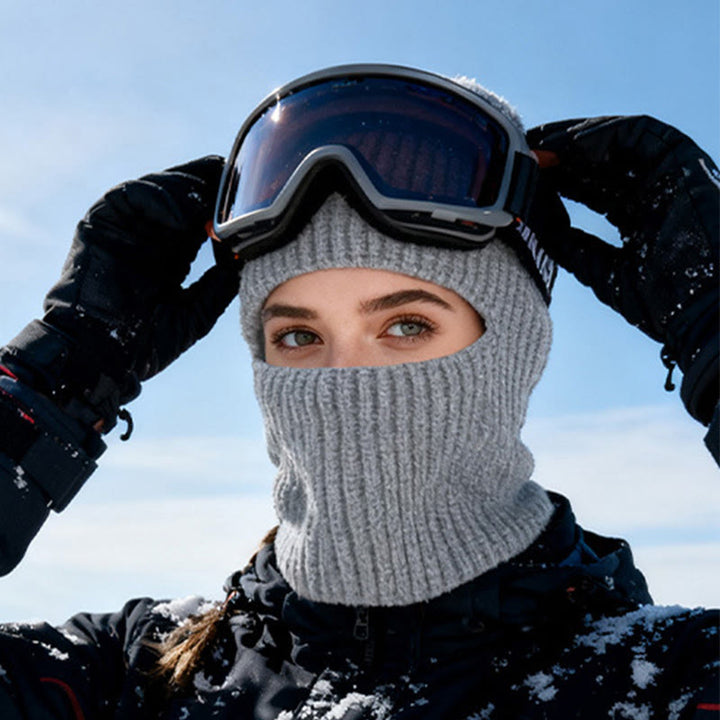 Gorro de invierno de punto envolvente, resistente al viento y con cara completa, 360° - Gris - Ajustable (20 7/8"-23 5/8") - image 5