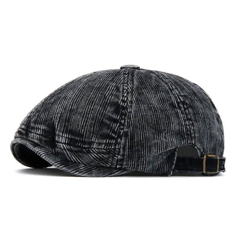 Boina vintage de pana lavada con hebilla ajustable - Negro - Ajustable (22 1/2"-24") - image 0