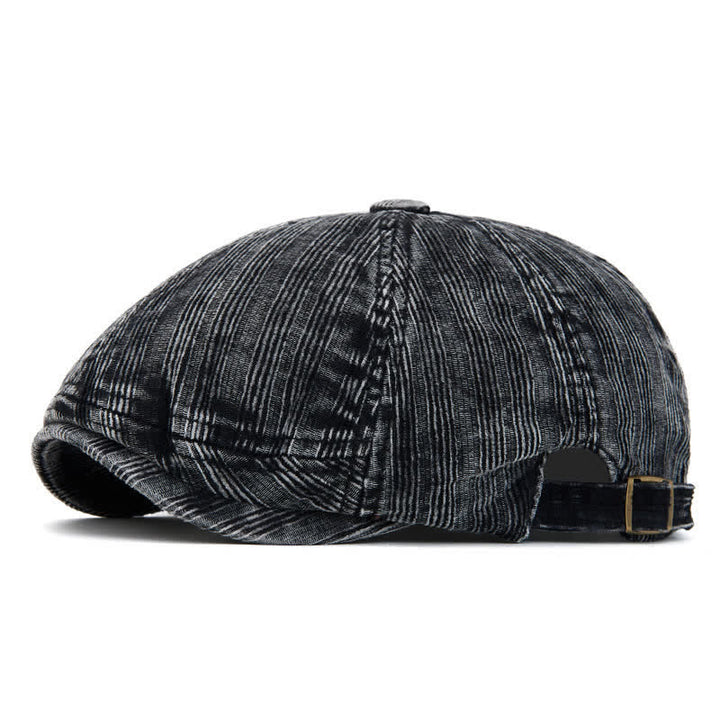 Boina vintage de pana lavada con hebilla ajustable - Negro - Ajustable (22 1/2"-24") - image 0