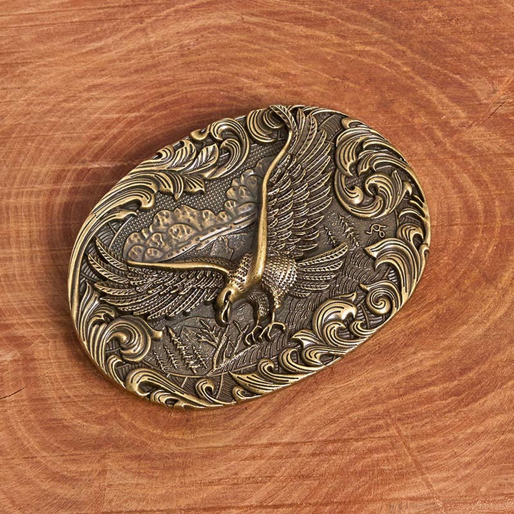 Cinturón de cuero con hebilla en relieve de águila voladora occidental para hombre - image 3