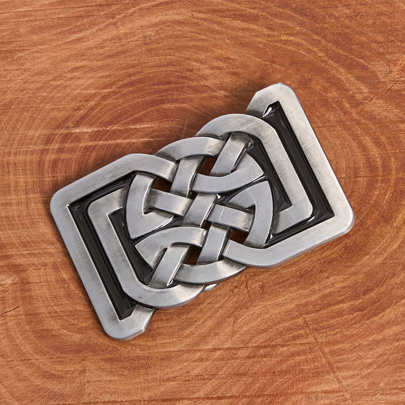 Cinturón de cuero con hebilla de metal estilo nudo celta - image 1