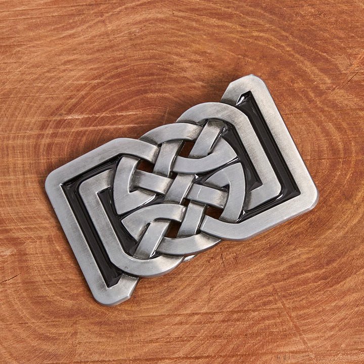 Cinturón de cuero con hebilla de metal estilo nudo celta - image 1