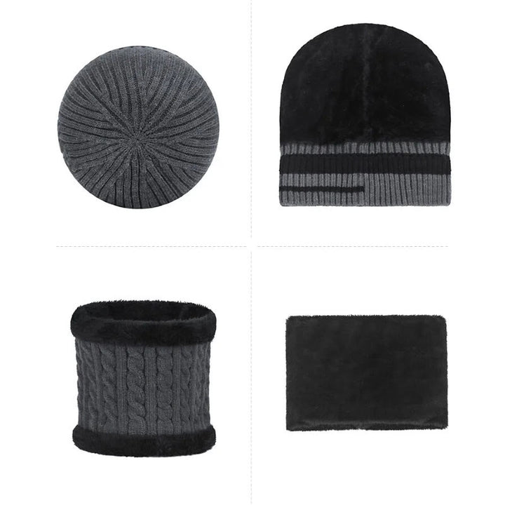 Conjunto de 2 gorros y polainas para el cuello de punto degradado con forro polar cálido - image 3