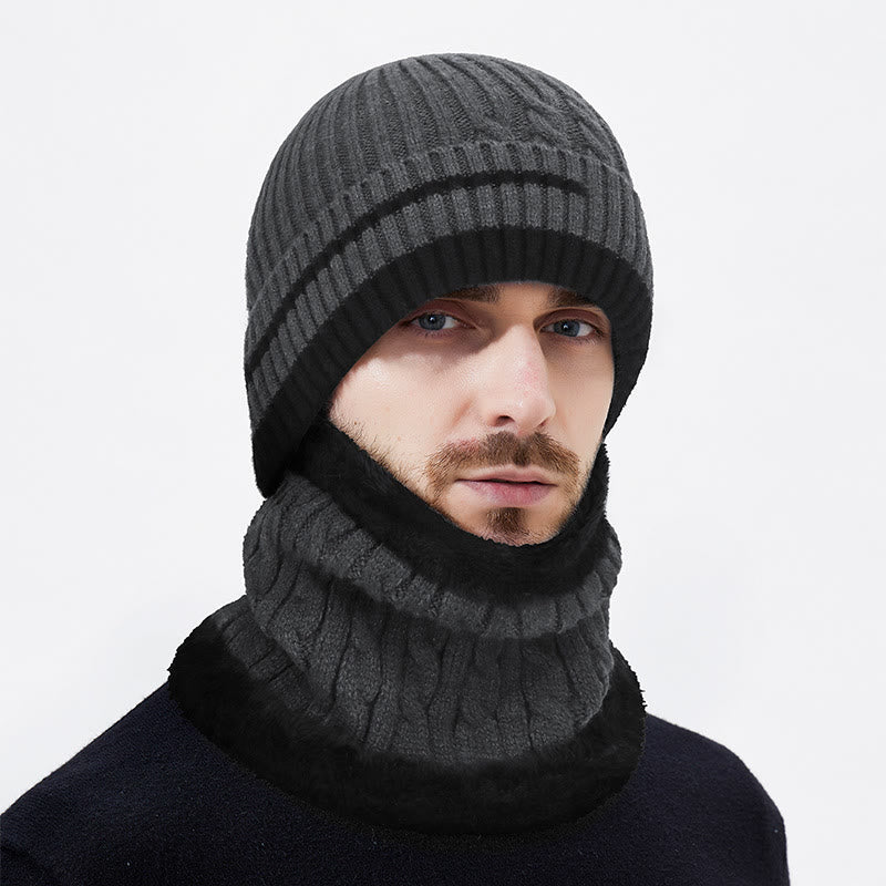 Conjunto de 2 gorros y polainas para el cuello de punto degradado con forro polar cálido - Gris - Ajustable (21 5/8"-23 5/8") - image 0