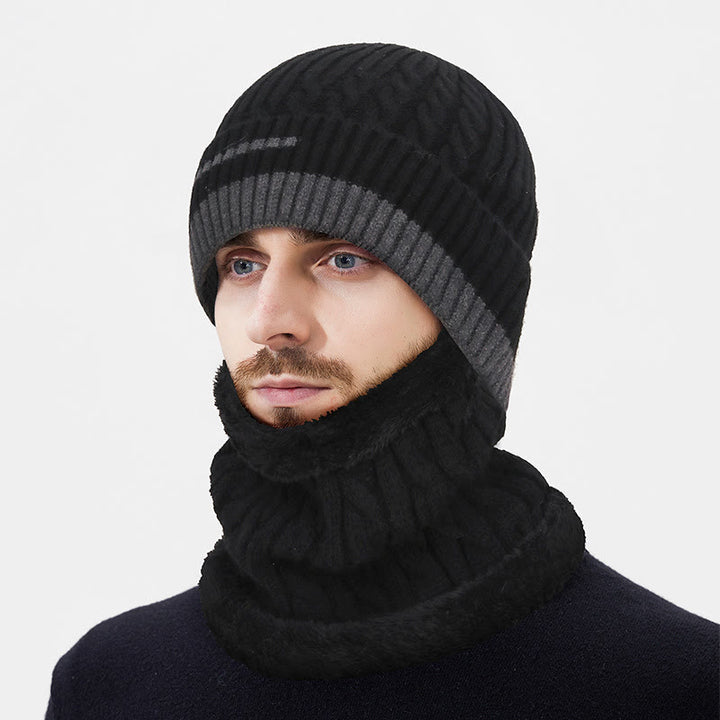 Conjunto de 2 gorros y polainas para el cuello de punto degradado con forro polar cálido - Negro - Ajustable (21 5/8"-23 5/8") - image 2