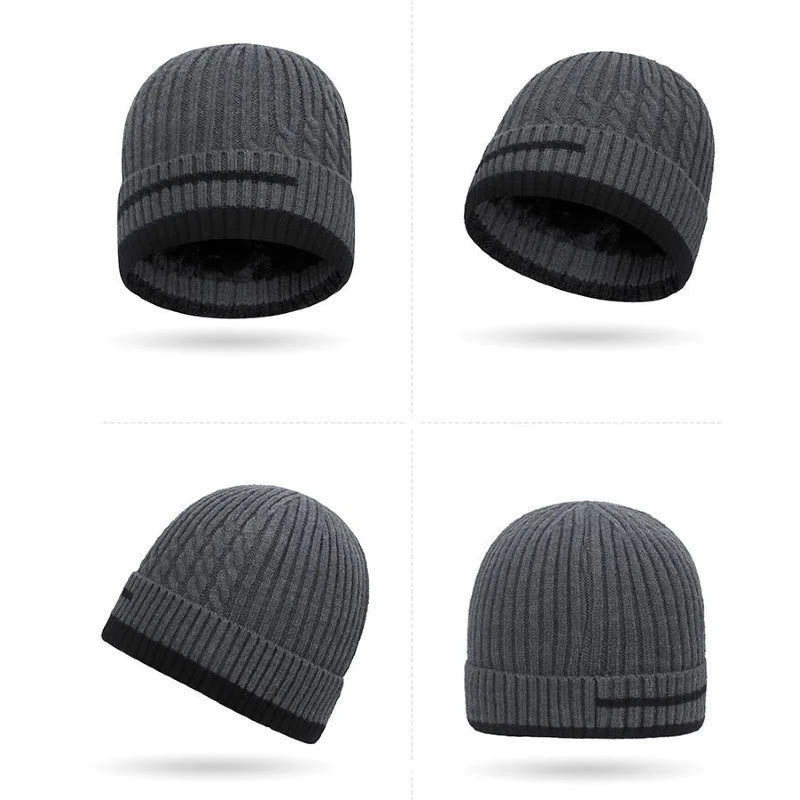Conjunto de 2 gorros y polainas para el cuello de punto degradado con forro polar cálido - image 1