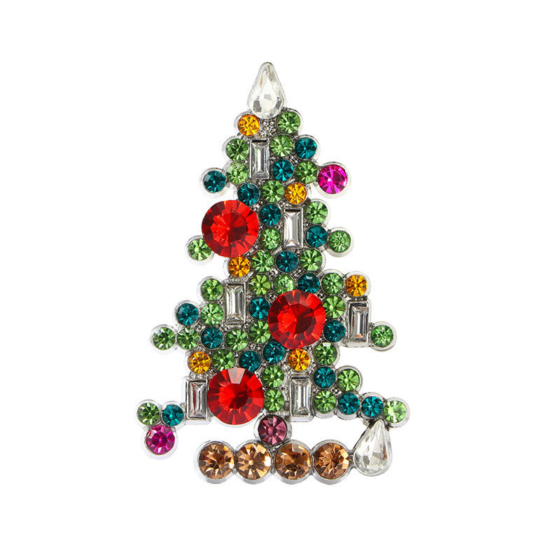 Exquisito broche de árbol de Navidad con diamantes - image 1