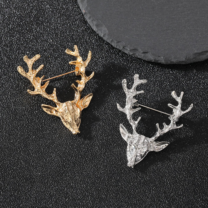 Broche de alce moderno, minimalista, geométrico, facetado y de dos tonos - image 8