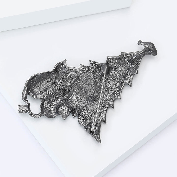 Broche navideño de dos tonos con diseño festivo de árbol de Navidad esmaltado, gato y pez - image 11