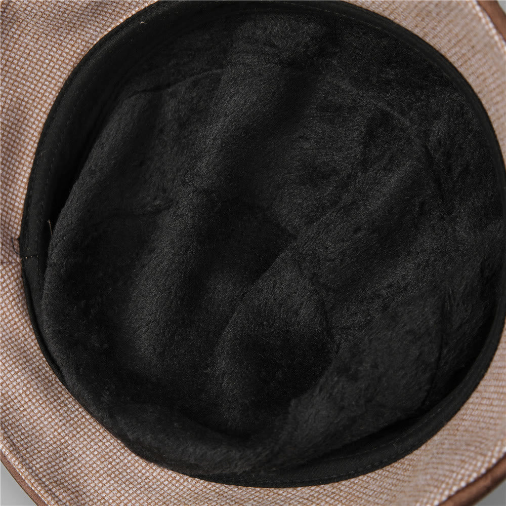 Sombrero de pescador elegante con lazo a cuadros y ribete de diamantes de imitación para mujer - image 6